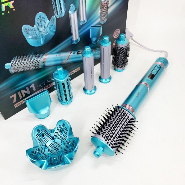 Фен-стайлер для волосся 7в1 VGR V-477 Blue Professional 1400 Вт 7 насадок