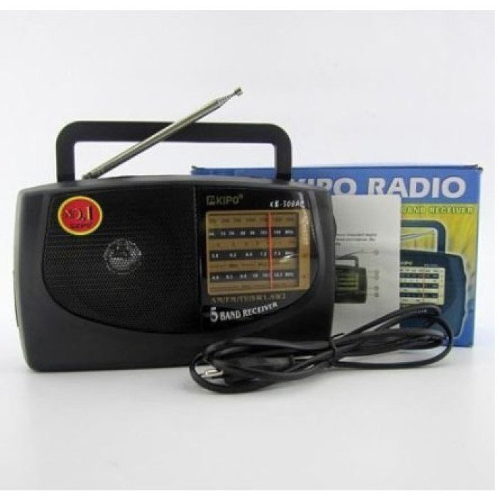 Радіоприймач KIPO KB-308AC - потужний 5-ти хвильовий фм Радіоприймач fm діапазону, Приймач фм радіо