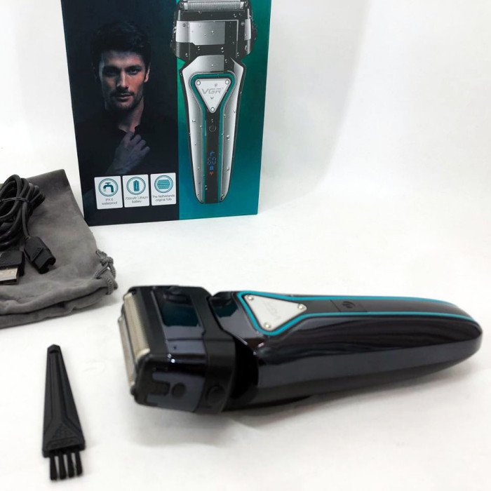 Електробритва портативна VGR V-333 шейвер для гоління бороди та вусів з акумулятором. Колір: чорний