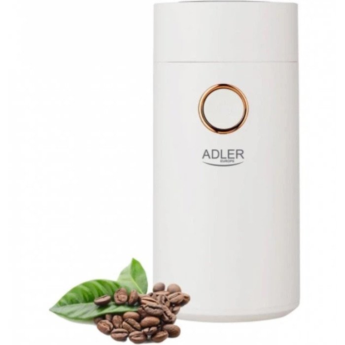 Кавомолка електрична Adler AD 4446-wg Біла 150 Вт кухонний міні подрібнювач для зерен кави