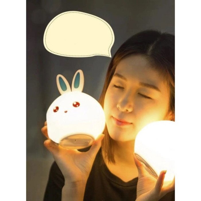 Силіконовий Нічний світильник ЗАЙЧИК дитячий LED лампа 7 кольорів з АКУМУЛЯТОРОМ