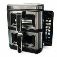 Велика аерофритюрниця 15л на 2 чаші Rainberg RB-2331 Аерогриль посиленою потужністю 4800Вт з дисплеєм