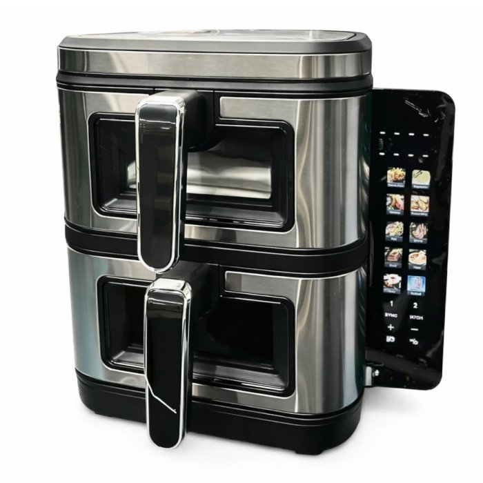 Велика аерофритюрниця 15л на 2 чаші Rainberg RB-2331 Аерогриль посиленою потужністю 4800Вт з дисплеєм