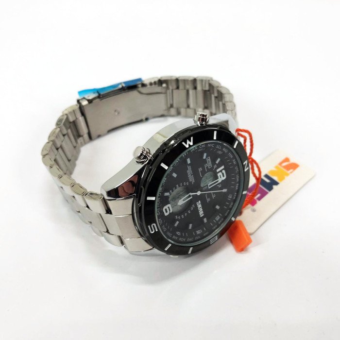 Годинник наручний чоловічий SKMEI 1670SIWT SILVER-WHITE, годинник тактичний протиударний. Колір: срібний