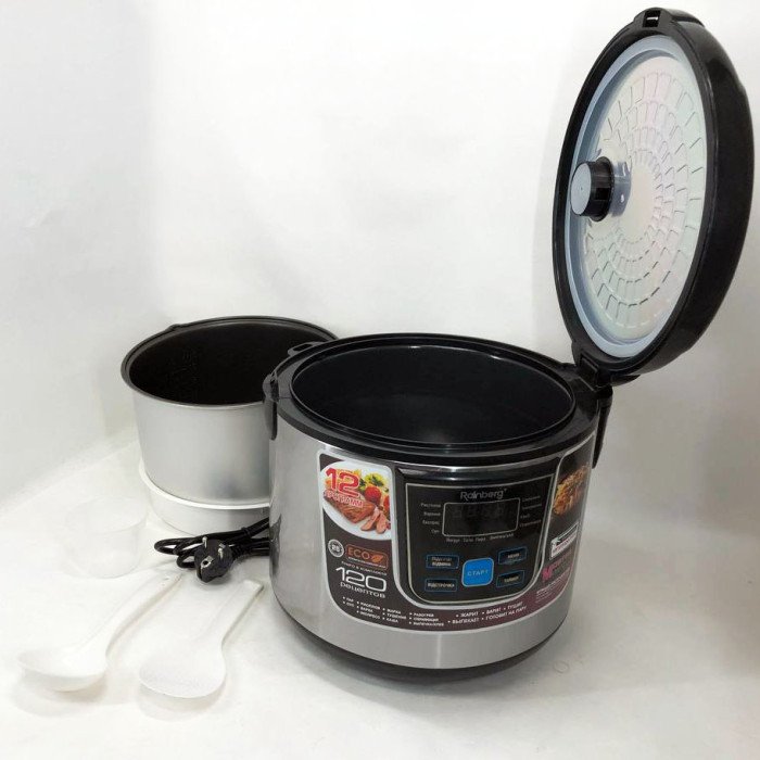 Мультиварка Rainberg RB-801 з 12 програмами 1500 Вт на 6 літрів, скороварка пароварка мультиварка