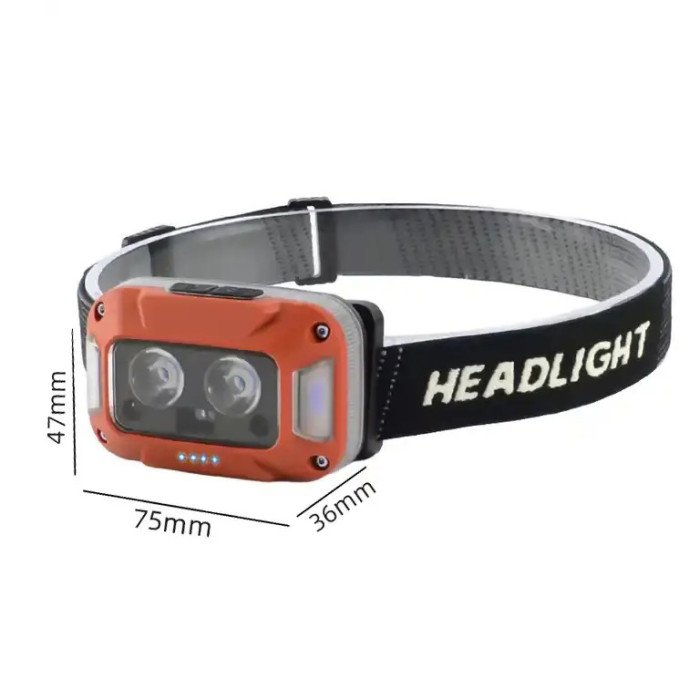 Ліхтар налобний WH-0218-XPG(white+yellow)+SMD(red), Налобний ліхтар для туризму риболовлі та полювання