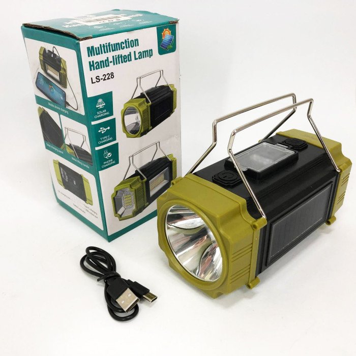 Ліхтар переносний LS-228-LED WHITE+RED+BLUE+YELLOW, Ліхтар для кемпінгу з вбудованим зарядним пристроєм