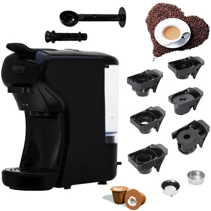 Капсульна кофемашина Camry CR 4414 3000Вт рожкова для меленої кави та 5 адаптерів для капсул Black