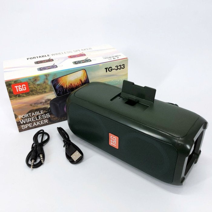 Портативна колонка TG333 2x5W з підсвічуванням RGB, акумуляторна колонка для музики. Колір: зелений