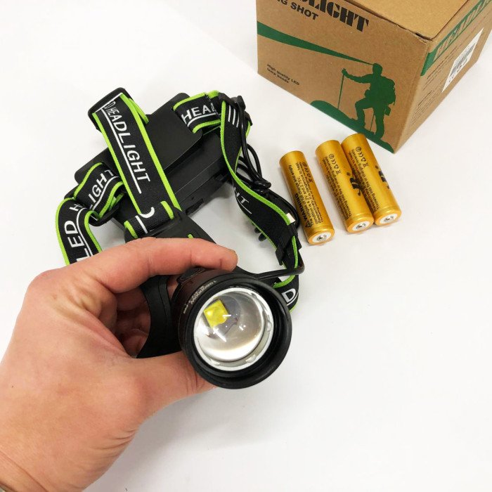 Налобний ліхтарик Bailong BL-A12-3-P90, 3+1 режим, алюміній, водостійкий, ударостійкий, акумулятор 3*18650