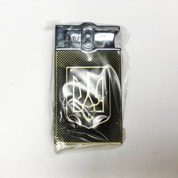 Турбо-Запальничка кишенькова Герб України 26451, подарункові запальнички для чоловіків. Колір: бронза