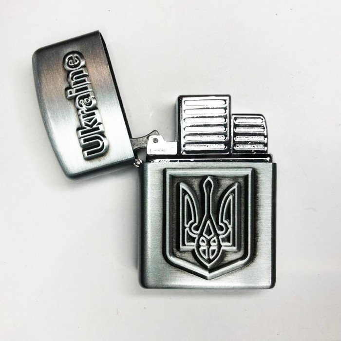 Турбо запальничка Герб України 19277, запальничка з турбонаддувом, незвичайна запальничка. Колір: срібний