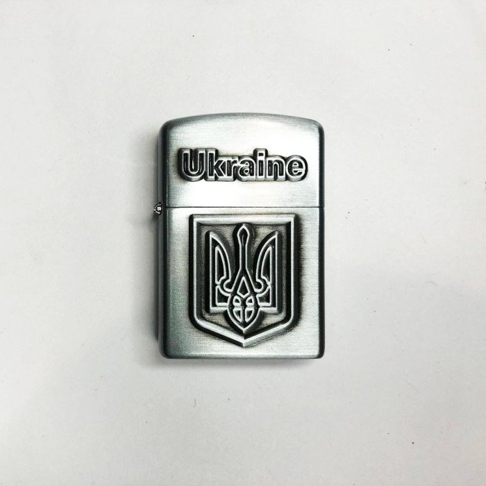 Турбо запальничка Герб України 19277, запальничка з турбонаддувом, незвичайна запальничка. Колір: срібний