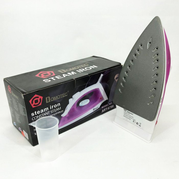 Парова праска з тефлоновим покриттям DOMOTEC MS-2208 1200 Вт, праска для одягу від мережі. Колір: фіолетовий