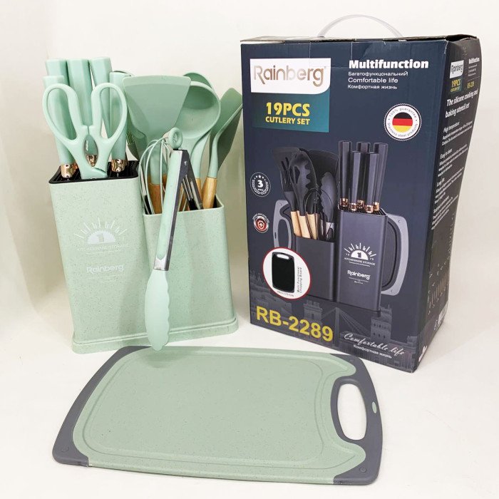 Набір кухонного приладдя на підставці Rainberg RB-2289 Green