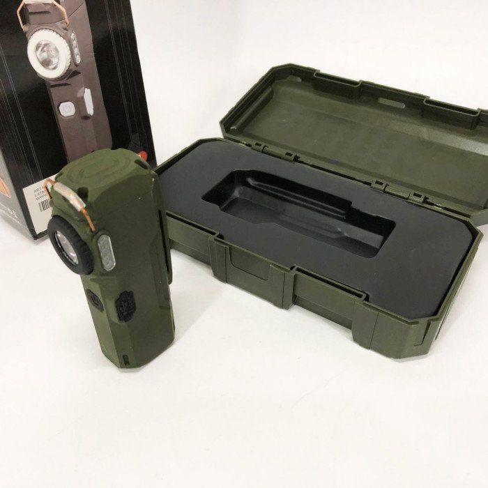 Ліхтарик-запальничка армійська MULTIFUNCTIONAL D51-COB, Запальничка на подарунок в упаковці. Колір: зелений