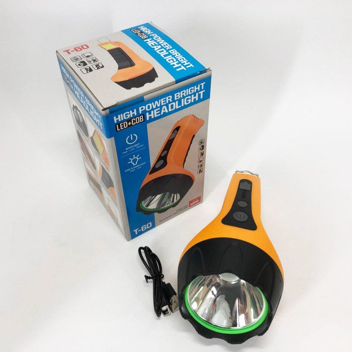 Ліхтар ручний T60-3W-COB з гаком, Освітлення для кемпінгу, Лампа для кемпінгу акумуляторна