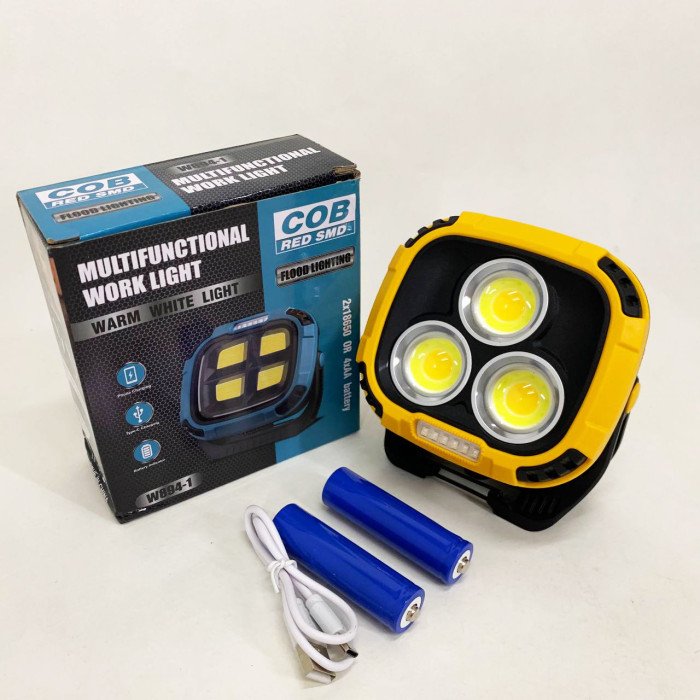 Прожектор ліхтар кемпінг W891-1-3COB(White+Yellow)+5SMD(Red) Power bank