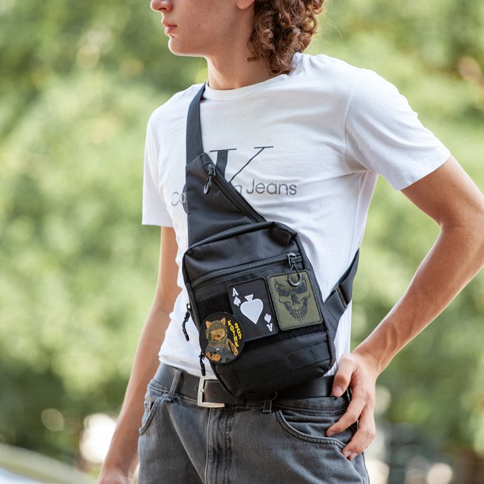 Тактична сумка на плече з кобурою, система MOLLE, патч-панель, Cordura