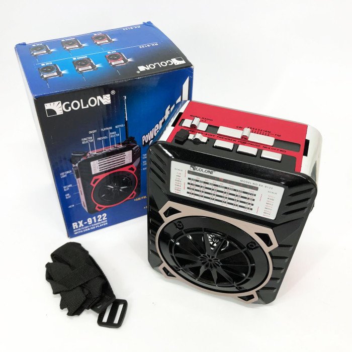 Радіоприймач GOLON RX-9122 портативна колонка всехвильове переносне радіо FM ліхтар LED. Колір: червоний