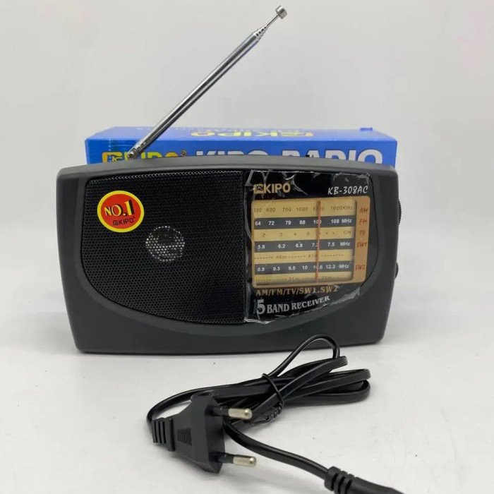 Радіоприймач KIPO KB-308AC - потужний 5-ти хвильовий фм Радіоприймач fm діапазону, Приймач фм радіо