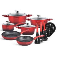 Набір каструль Edenberg EB-5619, 15 предметів з мармуровим антипригарним покриттям