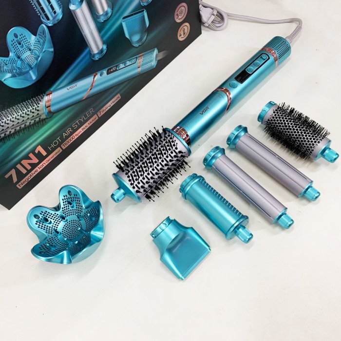 Фен-стайлер для волосся 7в1 VGR V-477 Blue Professional 1400 Вт 7 насадок
