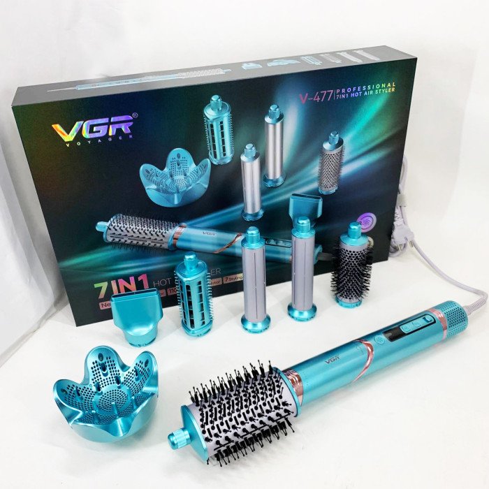 Фен-стайлер для волосся 7в1 VGR V-477 Blue Professional 1400 Вт 7 насадок