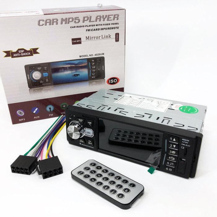 Автомагнітола MP5 4026UM з екраном 4.1 дюйми, AUX вхід, Bluetooth, 1 DIN, магнітола в машину