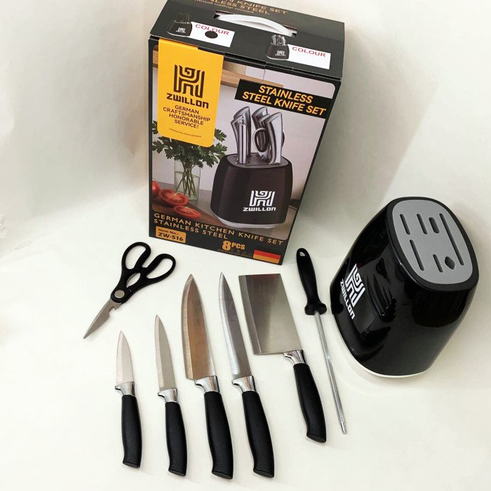 Набір ножів із нержавіючої сталі з основою Rainberg RB-2330 Black