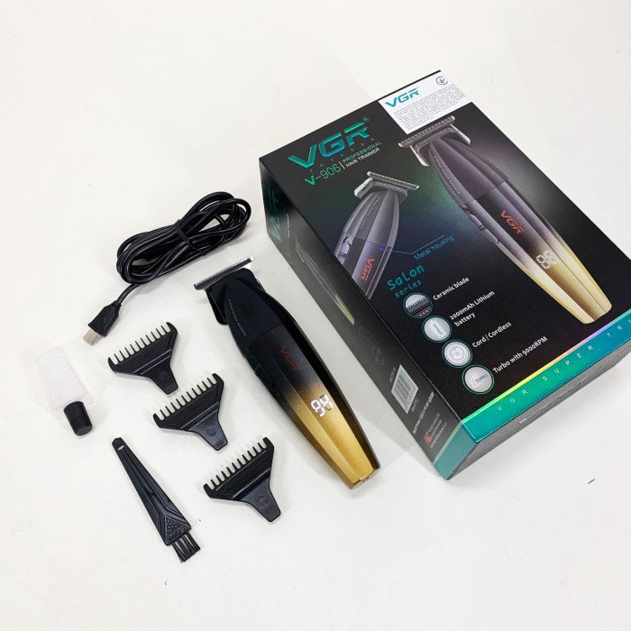 Машинка для стрижки волосся VGR V-906 тример для окантовки та стрижки бороди. Колір: жовтий