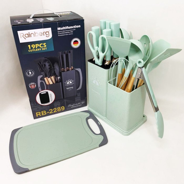 Набір кухонного приладдя на підставці Rainberg RB-2289 Green
