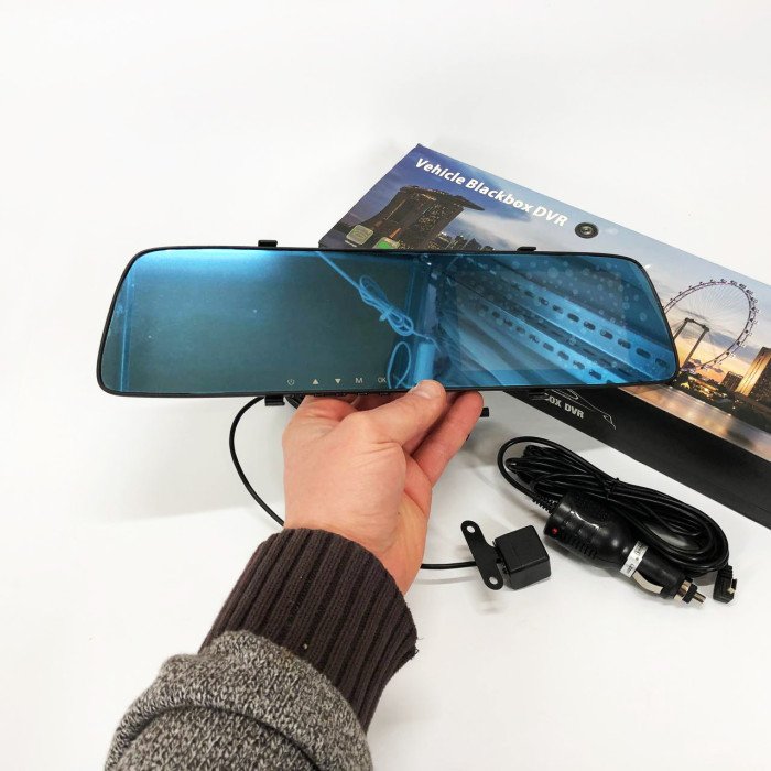 Автомобільний відеореєстратор-дзеркало L-9003 4,3" TOUCH SCREEN 2 камери 1080P Full HD