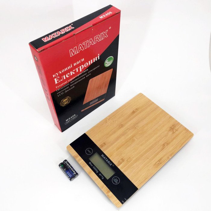 Ваги кухонні MATARIX MX-406 5кг Wood, Кухонні ваги для приготування страв, Ваги для домашньої кухні