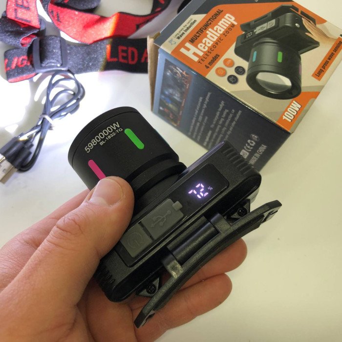 Ліхтар налобний KX-1832-TG, Потужний ліхтар для риболовлі, Ліхтарик на голову для домашніх робіт