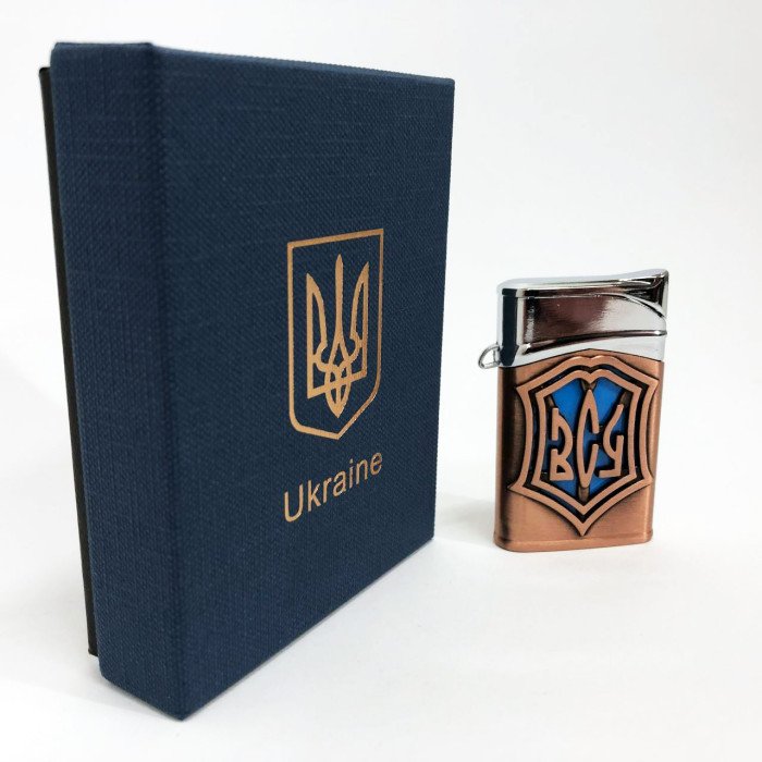 Запальничка газова ЗСУ Подарункова коробка, Гостре полум'я HL-4112-4, Запальничка з турбонаддувом. Колір: бронза