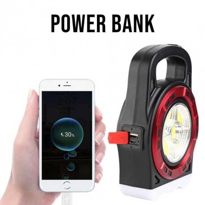 Переносний ліхтар прожектор 6678С-3LED+5COB із сонячною панеллю та функцією Power Bank, ручний прожектор