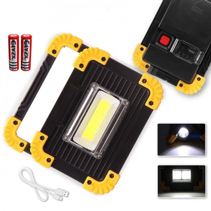 Світлодіодний ліхтар LED прожектор USB L811-20W-COB-1W з Power Bank, лампа-прожектор, ручний прожектор