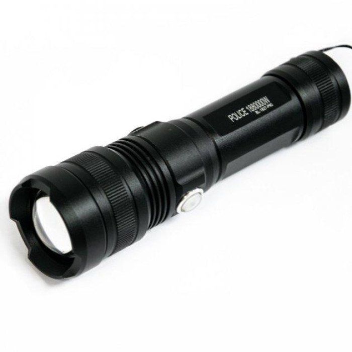 Ручний акумуляторний світлодіодний ліхтар Police X-Balog BL-1827-P90 переносний з USB заряджанням оптичним зумом і металевим корпусом + ремінець на руку