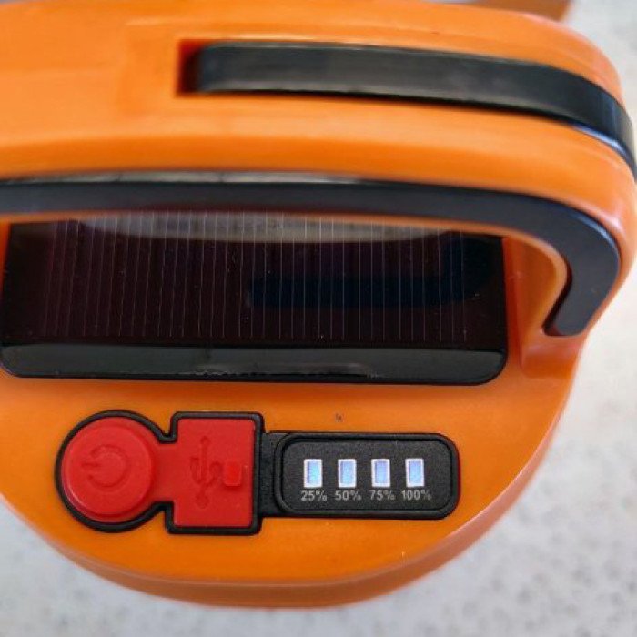 Підвісний ліхтар світильник LED з гачком для кемпінгу, ліхтариком та сонячною панеллю. Колір: помаранчевий