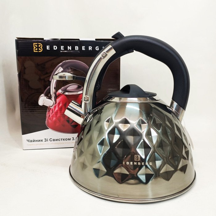 Чайник з нержавіючої сталі Edenberg EB-8833 зі свистком з індукційним дном 3л Silver