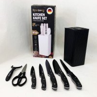 Набір ножів із нержавіючої сталі з основою Rainberg RB-2327 Black