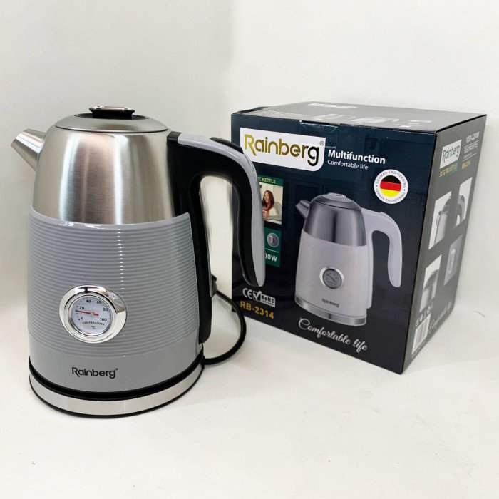 Чайник електричний із датчиком температури Rainberg RB-2314 2200Вт 1.7л Gray