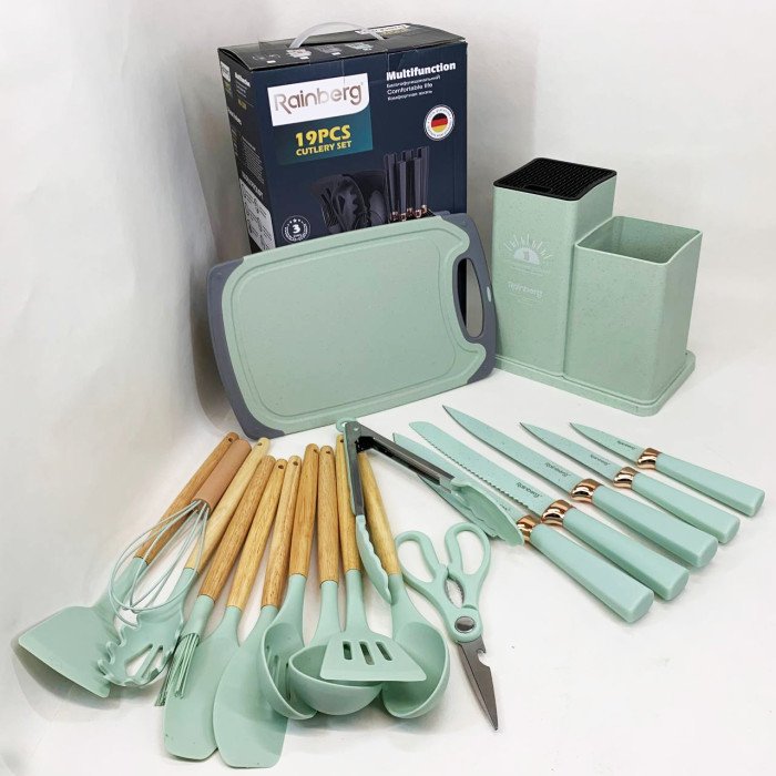 Набір кухонного приладдя на підставці Rainberg RB-2289 Green