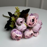 Букет Ранункулюсів штучний, 30 см, 5 стебел, 8 квіток/мікс (2 букети в уп.). Колір: рожевий