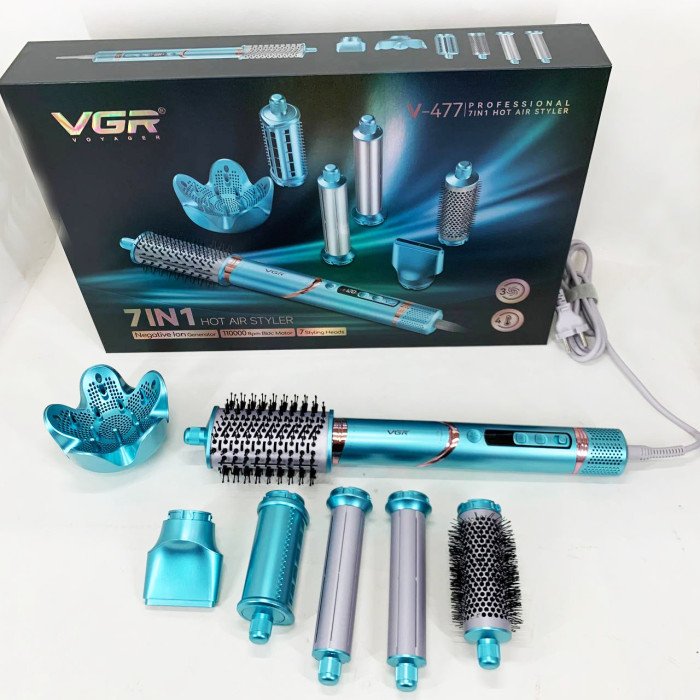 Фен-стайлер для волосся 7в1 VGR V-477 Blue Professional 1400 Вт 7 насадок