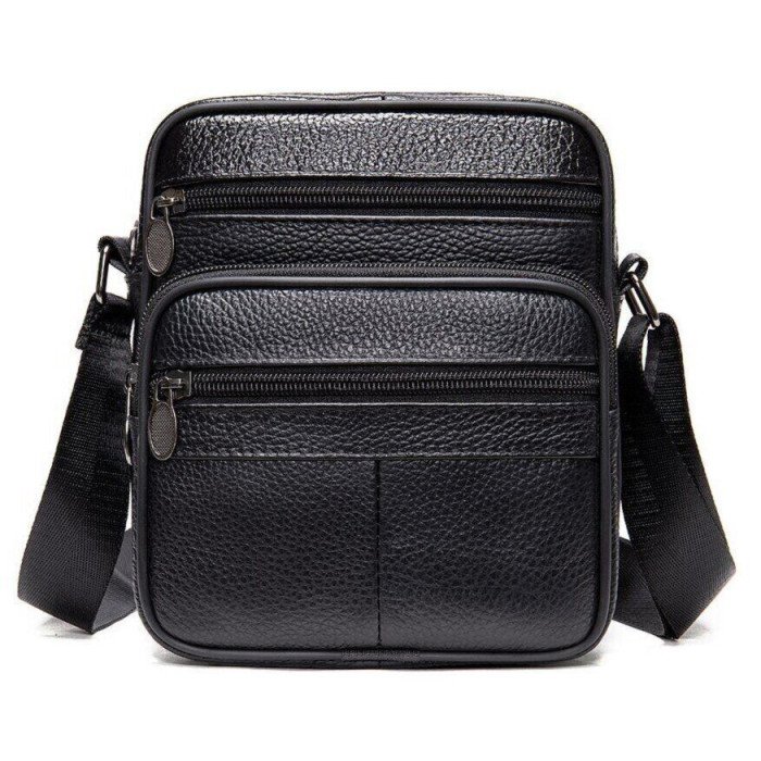 Стильна чоловіча сумка через плече з натуральної шкіри, компактний розмір, багато відділень
