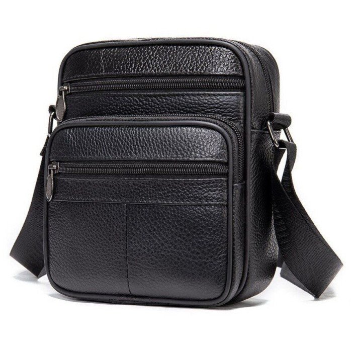 Стильна чоловіча сумка через плече з натуральної шкіри, компактний розмір, багато відділень
