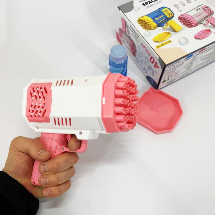 Дитячий пістолет мильні бульки Rocket Bubble Gun 15,8 см автоматичний. Колір: рожевий