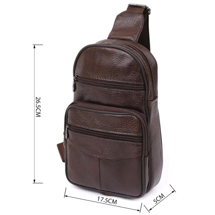 Стильна чоловіча шкіряна сумка слінг,середнього розміру з якісної італійської шкіри у фірмовій упаковці